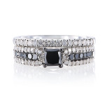 Yaffie ™ Personalised Sterling Silver 1ct TDW Ring Set with Striking Black and White Diamonds