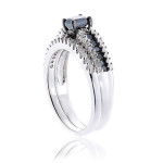 Yaffie ™ Personalised Sterling Silver 1ct TDW Ring Set with Striking Black and White Diamonds