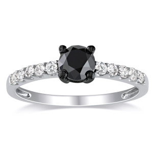 Yaffie 1ct TDW Black Diamond Engagement Ring in Sterling Silver - Hand-Crafted Brilliance