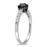 Yaffie 1ct TDW Black Diamond Engagement Ring in Sterling Silver - Hand-Crafted Brilliance