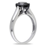 Yaffie ™ Crafts Custom 2ct TDW Black Diamond Solitaire Ring in Sterling Silver