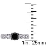 Yaffie ™ Customizable Black Diamond and White Sapphire Engagement Ring - 3/4ct TDW of Sterling Silver Bling!