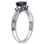 Yaffie ™ Customizable Black Diamond and White Sapphire Engagement Ring - 3/4ct TDW of Sterling Silver Bling!