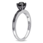 Yaffie ™ Custom Sterling Silver Solitaire Ring with 4/5ct TDW Black Diamond