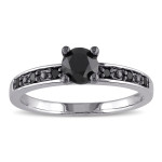 Yaffie ™ Custom Sterling Silver Solitaire Ring with 4/5ct TDW Black Diamond