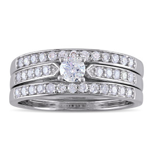 Diamonds Forever Bridal Ring Set in Sterling Silver - 5/8ct Total Diamond Weight