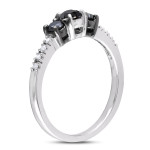 Yaffie ™ Custom-Made Promise Ring - 3-Stone Black and White Diamond in Sterling Silver