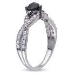 Yaffie ™ Custom Crossover Heart Ring: a Sterling Silver Black Diamond and White Sapphire Creation, 3/5ct TDW.