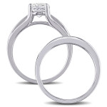 Yaffie ™ Handcrafted Bridal Ring Set - Shimmering Created White Sapphire and Bold 1/3ct TDW Black Diamond in Sterling Silver