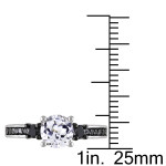Yaffie ™ Custom-Made Bridal Ring Set with Sterling Silver, Created White Sapphire, and 2/5ct TDW Black Diamond Sparkles!