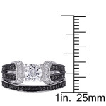 Yaffie Custom-Made Bridal Ring Set: Sterling Silver with Sparkling White Sapphire and 2/5ct TDW Black & White Diamonds.