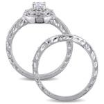 Stunning Yaffie Bridal Set with Silver, Created-White-Sapphire, and Dazzling Diamond Details.