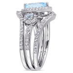 Sky-Blue and White Topaz Sterling Silver Trio Ring by Yaffie