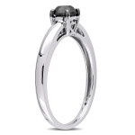 Yaffie ™ Black Diamond Solitaire Engagement Ring: Handcrafted in Sterling Silver and Black Rhodium Plating - 1/2ct TDW