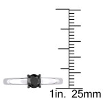 Yaffie ™ Black Diamond Solitaire Engagement Ring: Handcrafted in Sterling Silver and Black Rhodium Plating - 1/2ct TDW