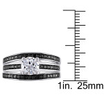 Yaffie ™ Black Diamond and White Sapphire Bridal Set - 1/2ct TDW Sterling Silver, Splendidly Split with Black Rhodium