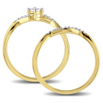 Yaffie Sparkling Yellow Sterling Silver Bridal Ring Set, featuring a dazzling 1/5ct TDW Princess-cut Diamond Bypass.