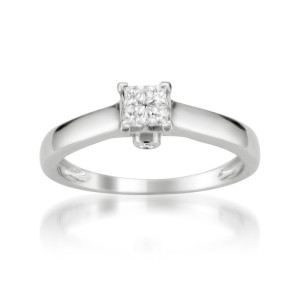 White Gold Multi Stone Solitaire Ring with 1/4ct TDW Diamonds by Yaffie.