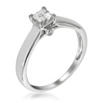 White Gold Multi Stone Solitaire Ring with 1/4ct TDW Diamonds by Yaffie.