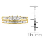 Golden Yaffie Trio Diamond Wedding Set with 1.5ct Total Carat Weight