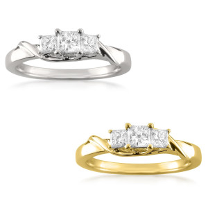 Gold-Yaffie Princess Diamond Ring with 1/2ct TDW