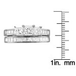 Princess-Cut Diamond Bridal Set with Yaffie Gold 2ct Total Diamond Weight