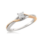 Yaffie 2-Tone Gold Royal Engagement Ring, Featuring a Sparkling 1/4ct Princess-Cut Diamond