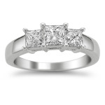 Sparkling Yaffie 3-stone Diamond Engagement Ring with 1 1/2ct TDW in White Gold