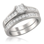 Princess-Cut Diamond Bridal Ring Set with 1 1/2ct TDW in Yaffie White Gold
