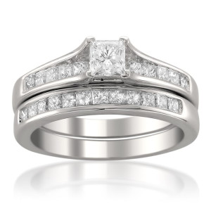 Princess-Cut Diamond Bridal Ring Set with 1 1/2ct TDW in Yaffie White Gold