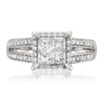 White Gold Princess-cut Diamond Ring with 1 1/6ct Total Diamond Weight by Yaffie