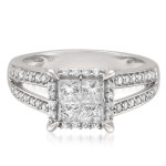 White Gold Princess-cut Diamond Ring with 1 1/6ct Total Diamond Weight by Yaffie