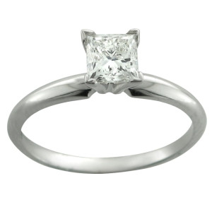 Certified White Gold Engagement Ring with 1/2ct TDW Glistening Diamond by Yaffie
