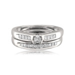 Certified Princess-cut Diamond Bridal Ring Set in Yaffie White Gold, Featuring 1/2ct TDW