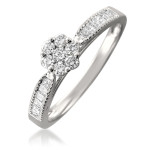 White Gold Diamond Flower Cluster Promise Ring by Yaffie with 1/2ct TDW