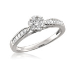 White Gold Diamond Flower Cluster Promise Ring by Yaffie with 1/2ct TDW