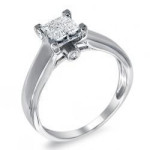 White Gold Princess Diamond Ring with 1/2 carat Total Diamond Weight in Composite Design by Yaffie