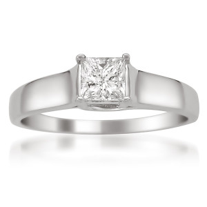 Certified Princess-cut Diamond Ring in Yaffie White Gold Design, 1/2ct TDW