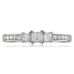 Three-Stone Princess-Cut Diamond Ring, Yaffie White Gold 1/2ct TDW