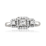 White Gold Princess-Cut Diamond Engagement Ring with 3 Stones totaling 1/2 ct TDW by Yaffie