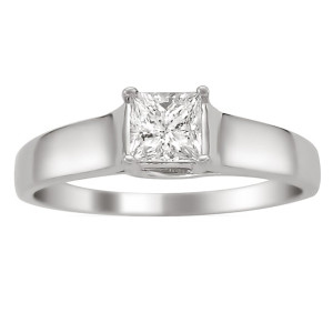 Certified Princess Cut White Gold Ring with 1/4ct TDW Diamond by Yaffie