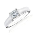 Certified Princess Cut White Gold Ring with 1/4ct TDW Diamond by Yaffie