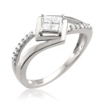 Princess-Cut Diamond Composite Engagement Ring in Yaffie White Gold, 1/4ct Total Weight