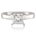 Certified Princess-cut Diamond Solitaire Ring with 1.56ct TDW by Yaffie in White Gold
