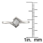 White Gold Princess Cut Diamond Ring with Bezel Setting - 1/5ct Total Diamond Weight