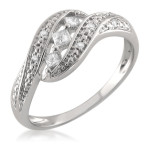 White Gold Princess-Cut Diamond Ring with 1/5ct Total Diamond Weight by Yaffie
