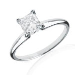 Yaffie White Gold Princess Solitaire: One Carat TDW Certified Diamond Engagement Ring