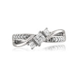 Princess Cut 3-stone Diamond Ring in Yaffie White Gold, with a total of 2/5 Carat Diamond Weight.