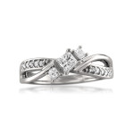 Princess Cut 3-stone Diamond Ring in Yaffie White Gold, with a total of 2/5 Carat Diamond Weight.