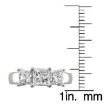 White Gold Princess-cut Diamond Engagement Ring with 2ct TDW and 3 Stunning Stones by Yaffie
